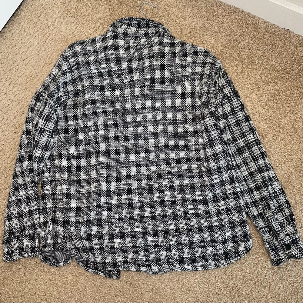Mango Check Button Down Shacket Size Small - image 6